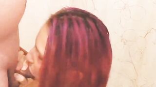 Hot Babe's Hair Covered in Cum After Intense Blowjob 2