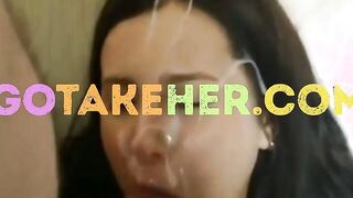 He took his cheating girl to a hotel and covered her face with cum.