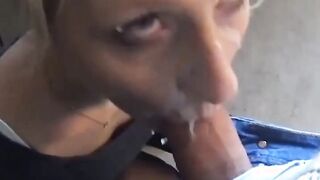 Blonde Amateur Receives Facial After Deep-Throat Blowjob