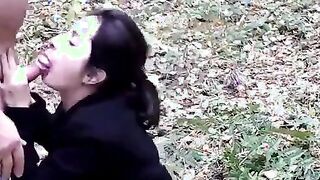 Russian Amateur Sucks Her Lover Outdoors
