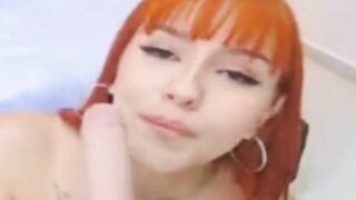 Beautiful Lady With Her Orange Hair Enjoys Her Blowjob