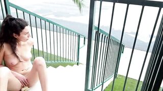 Sexsual woman gets caught masturbating near a busy street