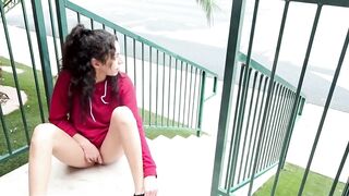 Sexsual woman gets caught masturbating near a busy street