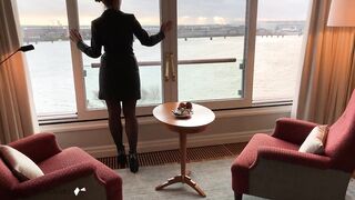 Secretary used by her Boss during Business Break Risky Window Fuck Cumass
