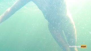 Naked MILF Swimming inside the River with her Dogs (underwater Shooting, Music)