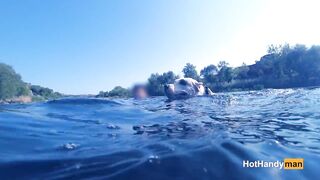 Naked MILF Swimming inside the River with her Dogs (underwater Shooting, Music)