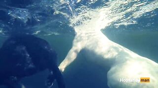 Naked MILF Swimming inside the River with her Dogs (underwater Shooting, Music)