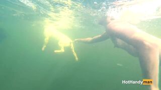 Naked MILF Swimming inside the River with her Dogs (underwater Shooting, Music)