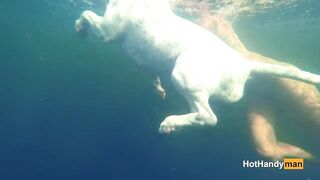 Naked MILF Swimming inside the River with her Dogs (underwater Shooting, Music)