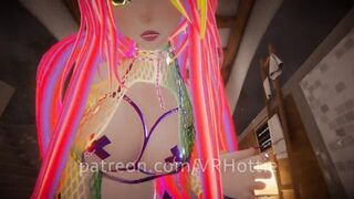 Bdsm Raver Nipple Piercings Humps Ride with Bone in the Pool POV
