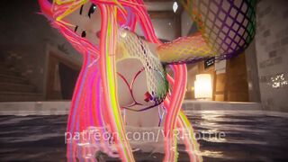 Bdsm Raver Nipple Piercings Humps Ride with Bone in the Pool POV