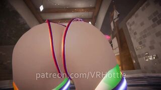 Bdsm Raver Nipple Piercings Humps Ride with Bone in the Pool POV