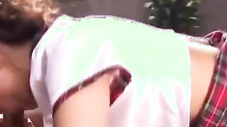 Japanese amazing oiled teen in nylons gets fucked