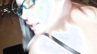 Sucking Cock With Her Cum Glasses On And Then Takes It In The Butt!