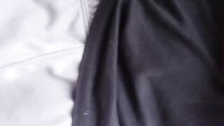 Freeballing Grey Shorts: Flaccid Cock Swinging Outdoors