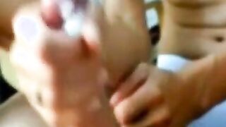Little Asian Amateur Handjob with a Big Cum Finish