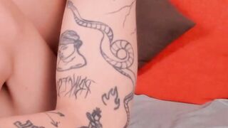 Hot blonde shemale teases her cock and asshole.