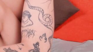 Hot blonde shemale teases her cock and asshole.