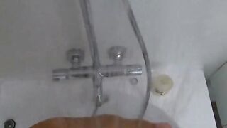 Big-Ass Black Teen's Solo Shower Footjob on Webcam