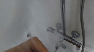 Big-Ass Black Teen's Solo Shower Footjob on Webcam