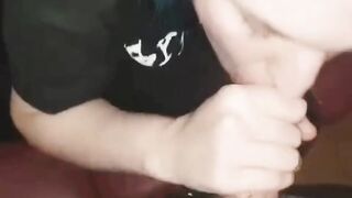 Blue Haired Teen Gives Birthday Blowjob