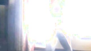 Dazzling Blonde Teen Sits On A Window And Plays With Her Pussy