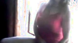 Dazzling Blonde Teen Sits On A Window And Plays With Her Pussy