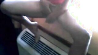 Dazzling Blonde Teen Sits On A Window And Plays With Her Pussy