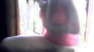 Dazzling Blonde Teen Sits On A Window And Plays With Her Pussy