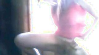 Dazzling Blonde Teen Sits On A Window And Plays With Her Pussy