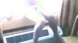 Dazzling Blonde Teen Sits On A Window And Plays With Her Pussy