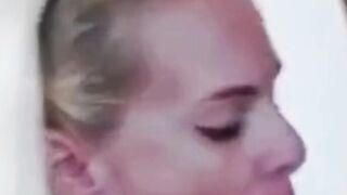 Gorgeous Blonde Chokes On A Rock Hard Dick While Sucking It