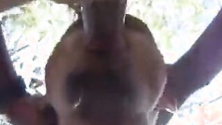 Black Guy Sucks Old Man's Cock Outdoors