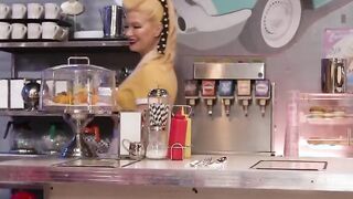 Ebony lesbian ass licking cafe attendant
