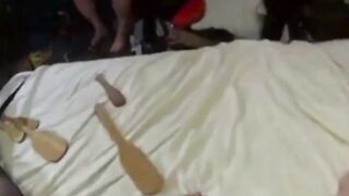 Whole Bunch Of Paddles Hitting Fat Ass