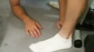 Big Cock Worships Amateur's Socked Feet 2