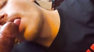 Big-Cock Blowjob and Handjob on the Couch