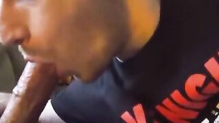 Big-Cock Blowjob and Handjob on the Couch