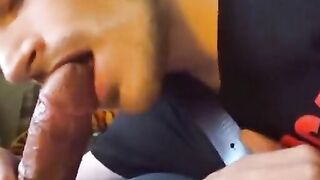 Big-Cock Blowjob and Handjob on the Couch