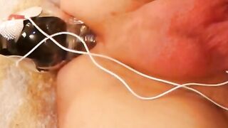 Electro E-Stim Anal Play with a Water Bottle for Gay Man