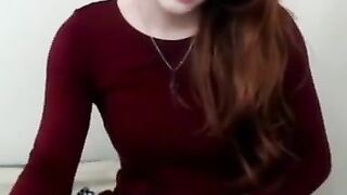 Redhead Crossdresser Sprays Sperm On Webcam
