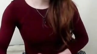 Redhead Crossdresser Sprays Sperm On Webcam