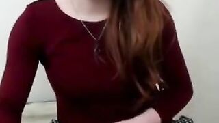 Redhead Crossdresser Sprays Sperm On Webcam