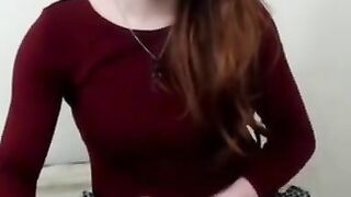 Redhead Crossdresser Sprays Sperm On Webcam