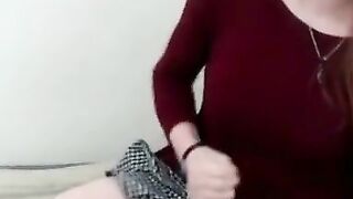 Redhead Crossdresser Sprays Sperm On Webcam