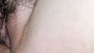 Creamy Close-Up: Hairy Snatches Filled with Cum