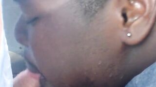 Chubby Gay Interracial Blowjob in Public