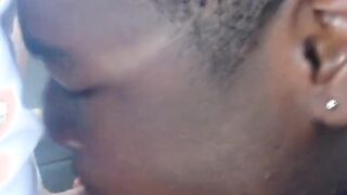 Chubby Gay Interracial Blowjob in Public