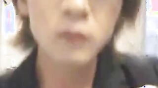 Asian Crossdresser Masturbates in a Public Bathroom