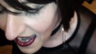 Crossdresser Eve Blows a Big Cock